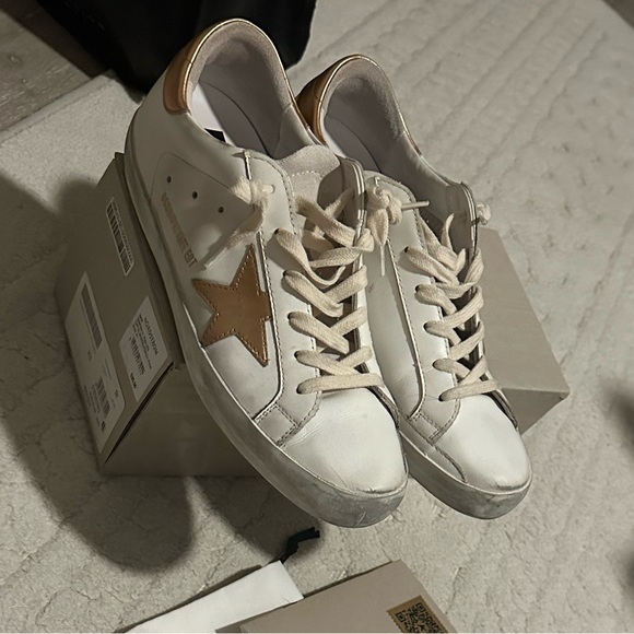 Like new! Size 41 Super-Star Low Top Optic White/Peach Pink - Picture 2 of 5